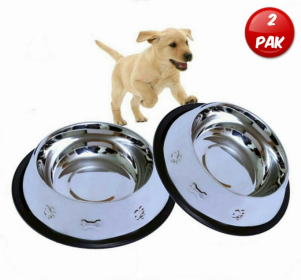 Etched Food Grade Stainless Steel Dog Bowls