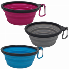 Mr. Peanut's Collapsible Silicone Bowls with Color Matched Carabiner Clips