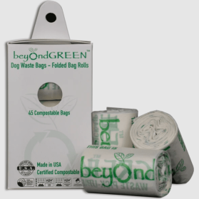 beyondGREEN Dog Waste Bags - 6 Folded Rolls - 90 Bags