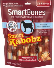 SmartBones Smart Kabobz Triple Meat Rawhide Free Dog Chew