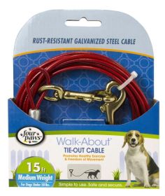 Four Paws Walk-About Tie-Out Cable Medium Weight for Dogs up to 50 lbs