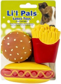 Lil Pals Lil Pals Latex Hamburger, Fries, and Hotdog Dog Toys