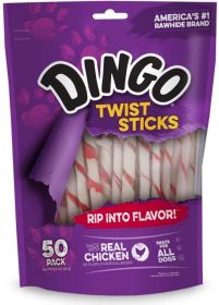 Dingo Twist Sticks Rawhide Chew with Chicken in the Middle