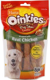 Hartz Oinkies Pig Skin Twists Wrapped with Real Chicken