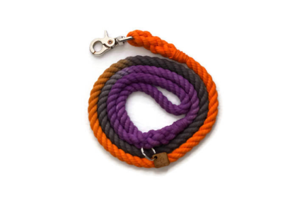 Rope Dog Leash (Color: Black, Orange, and Purple, size: 6 ft)