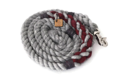 Rope Dog Leash (Color: Grey and Burgundy, size: 4 ft)