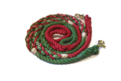 Rope Dog Leash (Color: Green and Red, size: Traffic Lead (2 ft))