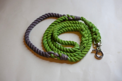 Rope Dog Leash with Traffic Handle (Color: Green | Grey, size: 4 ft)