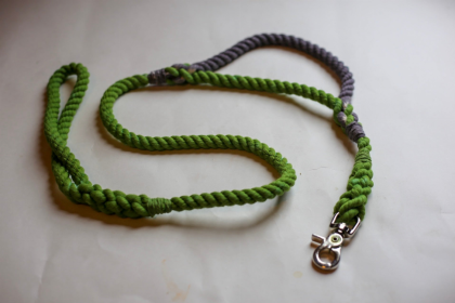 Rope Dog Leash with Traffic Handle (Color: Green | Grey, size: 6 ft)