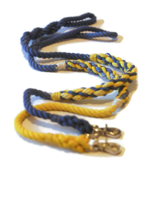 Weave Rope Dog Leash (Color: Blue with Yellow, size: Traffic Lead (2 ft))