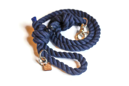 Knotted Rope Dog Leash (Color: Navy, size: Traffic Lead (2 ft))
