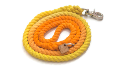 Rope Dog Leash (Color: Orange and Yellow, size: 5 ft)