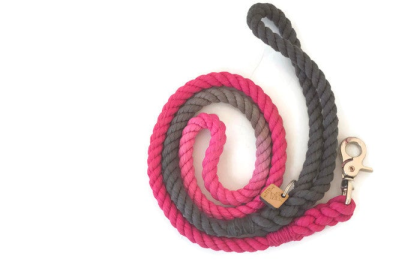 Rope Dog Leash (Color: Pink and Grey, size: Traffic Lead (2 ft))