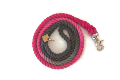 Rope Dog Leash (Color: Pink and Grey, size: 5 ft)