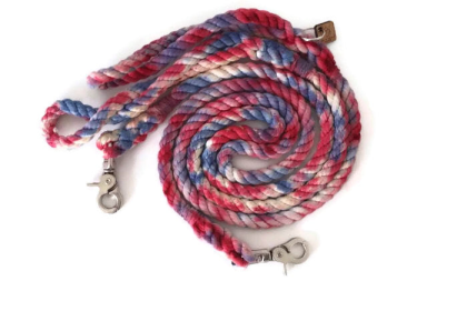 Rope Dog Leash (Color: Red, White and Blue Tie Dye, size: Traffic Lead (2 ft))