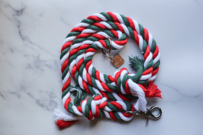 Knotted Rope Dog Leash (Color: Christmas, size: 4 ft)