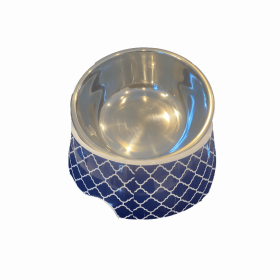 Cutie Ties Dog Bowl (Color: Modern Navy, size: medium)