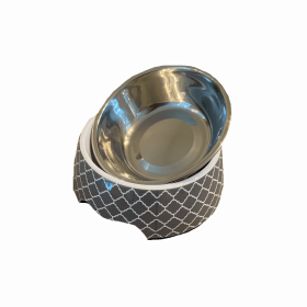 Cutie Ties Dog Bowl (Color: Modern Gray, size: medium)