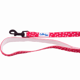 Cutie Ties Fun Design Dog Leash (Color: Paw Prints & Hearts Red, size: large)