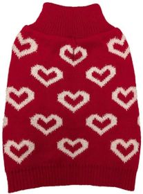 Fashion Pet All Over Hearts Dog Sweater Red (size: medium)