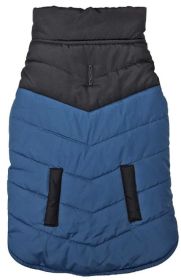 Fashion Pet Reversible Color Block Puffer Dog Jacket Blue (size: medium)