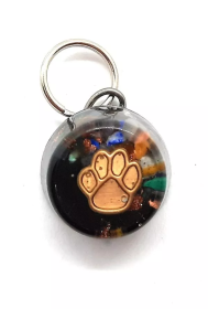 EMF 5G protection Pet Charm Cat/Sml Dog with Split Ring (Color: PawPrint - Split Ring, size: 1 ounce)