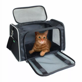 GOOPAWS Soft-Sided Kennel Pet Carrier for Small Dogs, Cats, Puppy, Airline Approved Cat Carriers Dog Carrier Collapsible, Travel Handbag & Car Seat (Color: Black / Grey, size: 17" x 10" x 11.5")