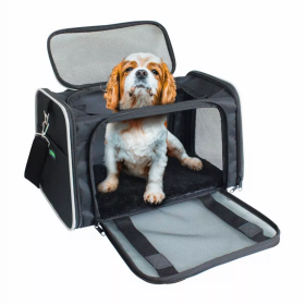 GOOPAWS Soft-Sided Kennel Pet Carrier for Small Dogs, Cats, Puppy, Airline Approved Cat Carriers Dog Carrier Collapsible, Travel Handbag & Car Seat (Color: Black / Grey, size: 19" x 12" x 12")