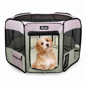 JESPET Pet Dog Playpens 36", 45" & 61" Portable Soft Dog Exercise Pen Kennel with Carry Bag for Puppy Cats Kittens Rabbits, Indoor/Outdoor Use (Color: Pink, size: 36x36x24 Inch)