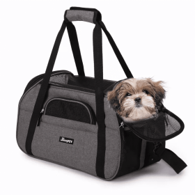 JESPET Soft-Sided Kennel Pet Carrier for Small Dogs, Cats, Puppy, Airline Approved Cat Carriers Dog Carrier Collapsible, Travel Handbag & Car Seat (Color: Smoke Grey, size: 17" x 9" x 11.5")