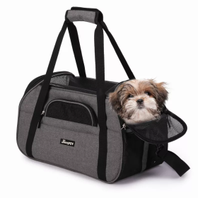 JESPET Soft-Sided Kennel Pet Carrier for Small Dogs, Cats, Puppy, Airline Approved Cat Carriers Dog Carrier Collapsible, Travel Handbag & Car Seat (Color: Smoke Grey, size: 19" x 10" x 13")
