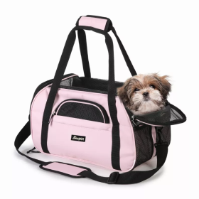 JESPET Soft-Sided Kennel Pet Carrier for Small Dogs, Cats, Puppy, Airline Approved Cat Carriers Dog Carrier Collapsible, Travel Handbag & Car Seat (Color: Pink, size: 17" x 9" x 11.5")