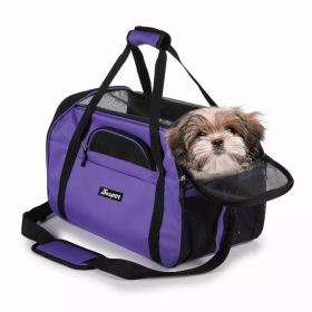JESPET Soft-Sided Kennel Pet Carrier for Small Dogs, Cats, Puppy, Airline Approved Cat Carriers Dog Carrier Collapsible, Travel Handbag & Car Seat (Color: purple, size: 17" x 9" x 11.5")
