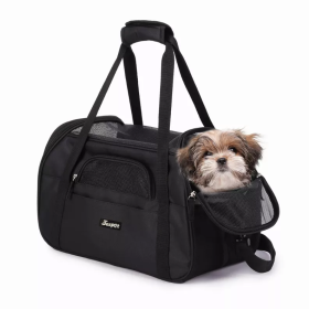 JESPET Soft-Sided Kennel Pet Carrier for Small Dogs, Cats, Puppy, Airline Approved Cat Carriers Dog Carrier Collapsible, Travel Handbag & Car Seat (Color: Black, size: 19" x 10" x 13")
