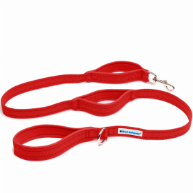 Standard Three Handle Leash - 5 ft. (Color: Red, size: 5ft)