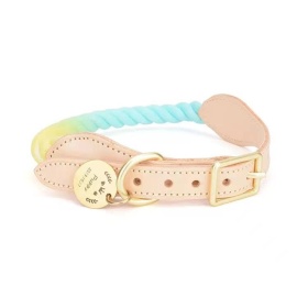 Luxe Royal Leather Rope Collar (Color: Bubble Love)