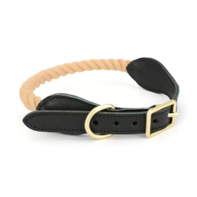Luxe Royal Leather Rope Collar (Color: Night)