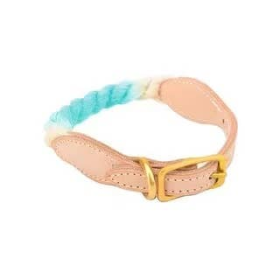 Luxe Royal Leather Rope Collar (Color: Pale Blue Lily)