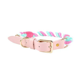 Luxe Royal Leather Rope Collar (Color: Cherry Blossom)