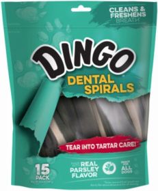 Dingo Dental Spirals Fresh Breath Dog Treats (size: Regular - 15 Pack)
