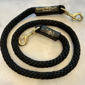 Rope Leash (Color: Black w/ Black Leather Sleevee)