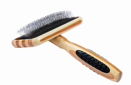Bass Brushes- De-matting Pet Brush Slicker Style (Color: Striped Bamboo1, size: medium)