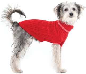 Fashion Pet Cable Knit Dog Sweater - Red (size: X-Small (8"-10" From Neck Base to Tail))