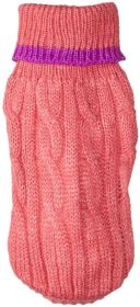 Fashion Pet Cable Knit Dog Sweater - Pink (size: X-Small (8"-10" From Neck Base to Tail))