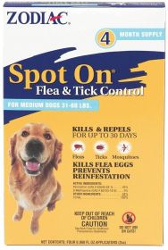 Zodiac Spot on Flea & Tick Controller for Dogs (size: Medium Dogs 31-60 lbs (4 Pack))