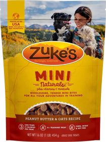 Zukes Mini Naturals Dog Treats - Peanut Butter & Oats Recipe (size: 1 lb)