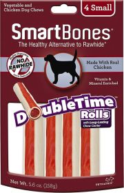 SmartBones DoubleTime Roll Chews for Dogs - Chicken (size: Small - 4 Pack - (5" Long - For Dogs 11-25 lbs))