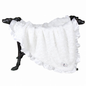 Ruffle Baby Dog Blanket (Color: White, size: large)