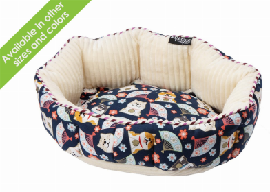 Reversible Round Pet Bed (Color: Shiba Inu, size: X-Small)