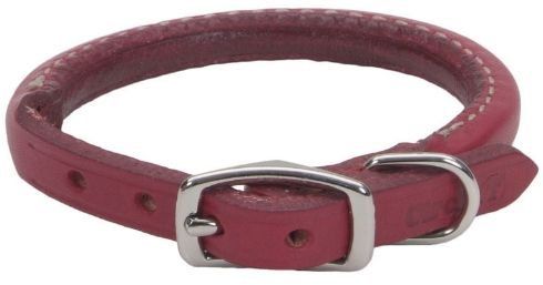 Circle T Oak Tanned Leather Round Dog Collar - Red (size: 12 " Neck)